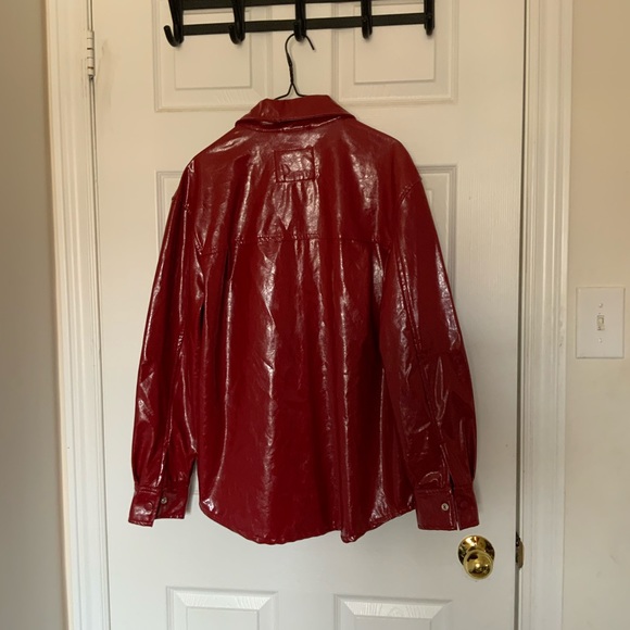Beautiful vibrant bright BERSHKA red jacket FAUX LEATHER - Picture 7 of 7